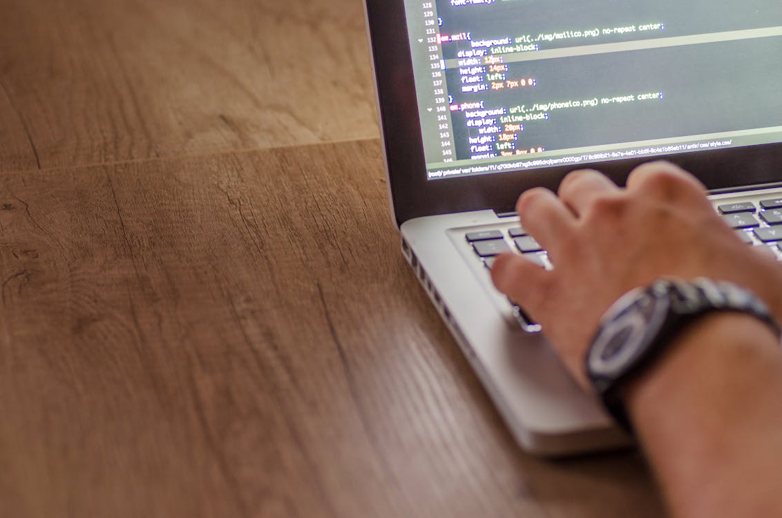 Website code on laptop screen