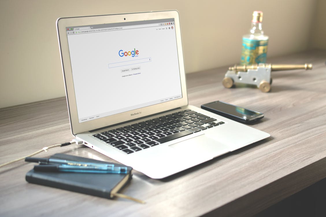Google search on laptop screen