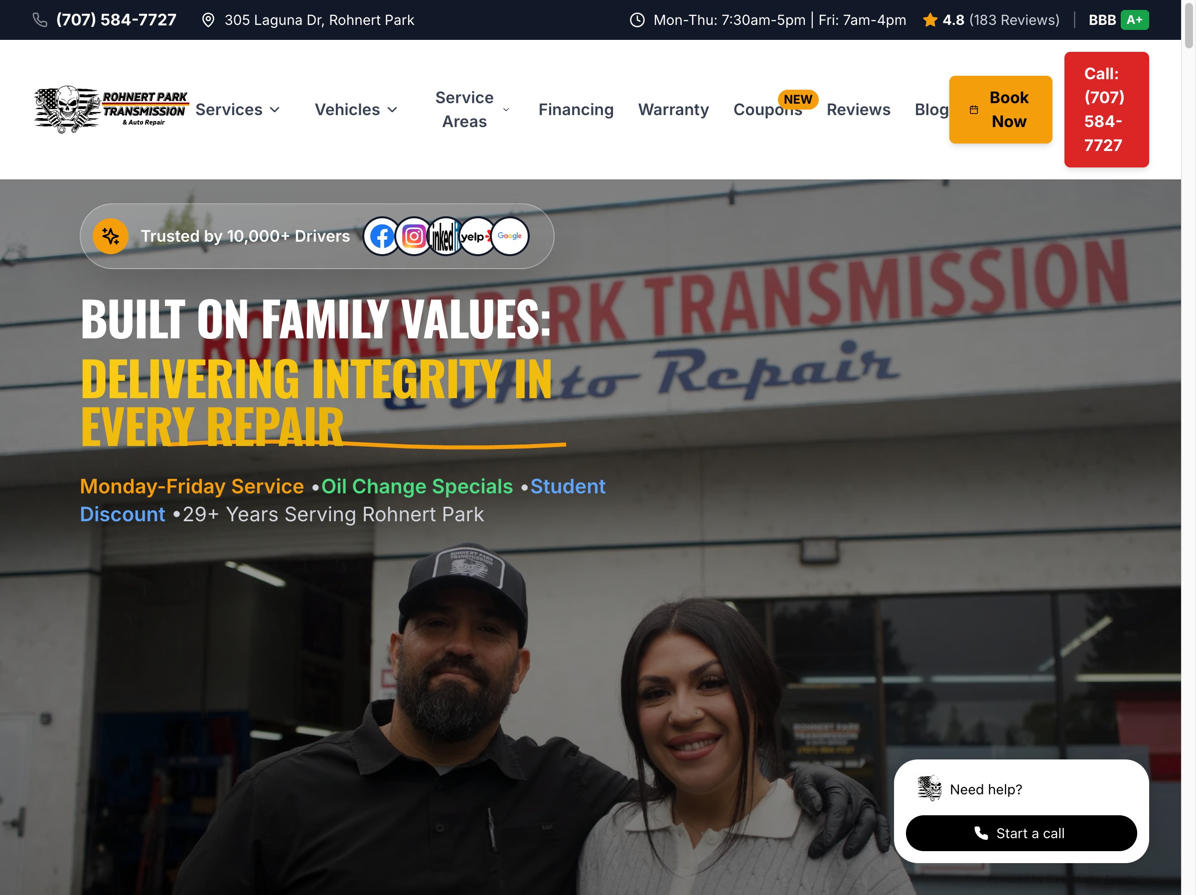 Rohnert Park Transmission — Built a marketing system ranking for 5,800+ keywords