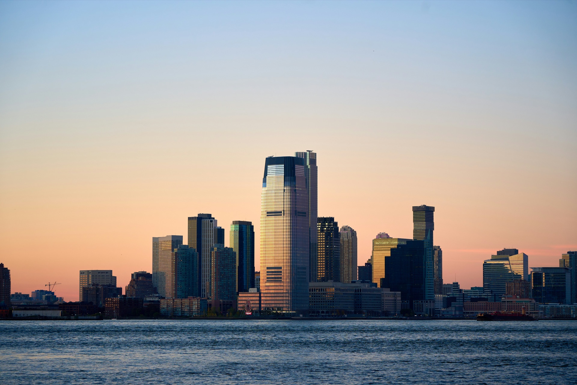 New Jersey skyline at sunset